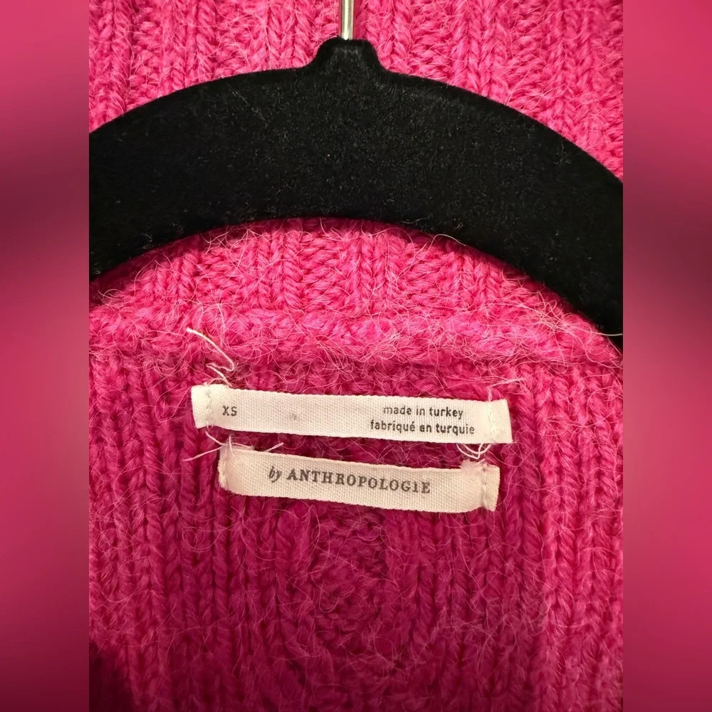 ANTHROPOLOGIE Cable Knit Fishermen 1/4 Zip Pullover Sweater Pink SIZE: XS - Picture 10 of 12